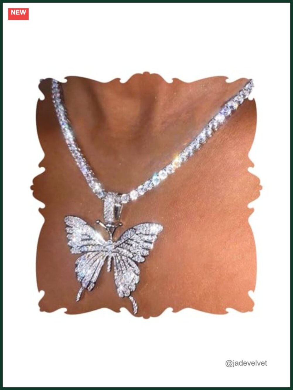 Butterfly Pendant Necklace Rhinestone Choker Costume Jewelry for Women